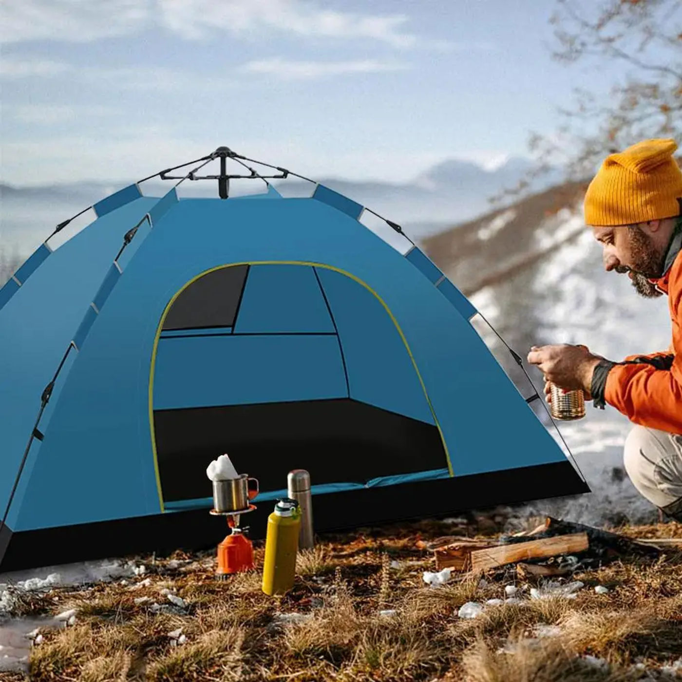 Description Picture 4 of itemPop Up Tent 1-2 Person Camping Tent Easy Instant Setup Protable Backpacking Sun Shelter For Travelling Hiking Field Camping
