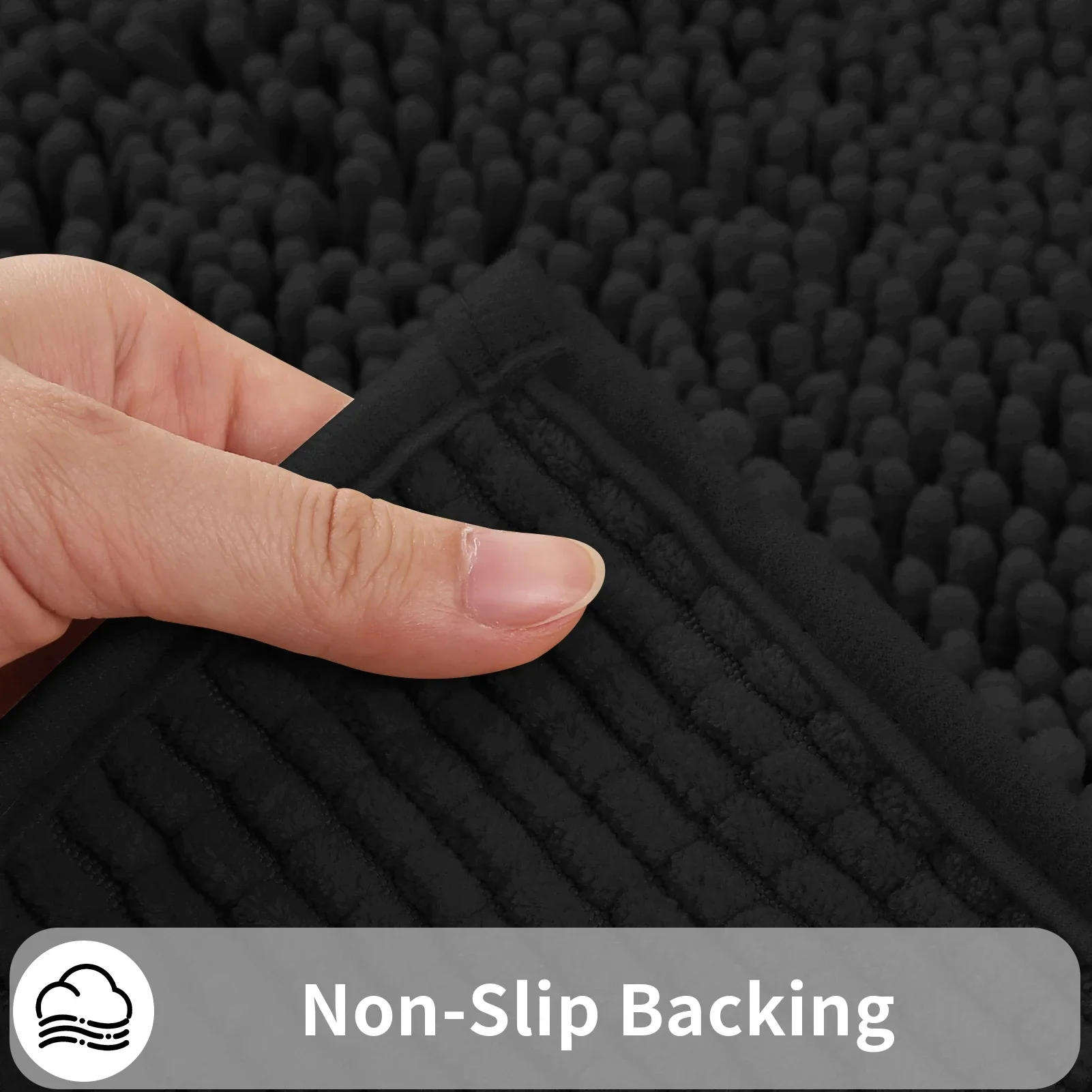 Description Picture 6 of itemToilet Rug U-Shaped Super Absorbent Chenille Bathroom Mats Non-Slip Backing Machine Washable For Bathrooms Floor Decoration