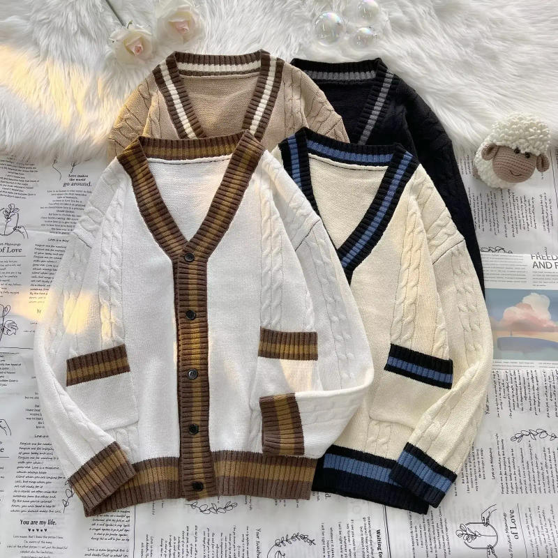 Description Picture 3 of itemNew Retro Long Sleeved Men's and Women's Loose Casual Cardigan Sweater Jacket