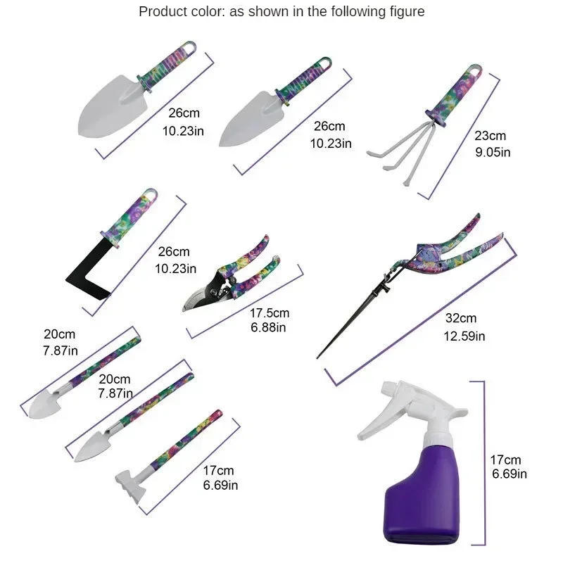 Description Picture 3 of item5/10pcs Garden Tool Set Gardening Tools Gift Kit Non-Slip Handle with Anti-Rust Trowel Cultivator Pruning Shear Water Sprayer