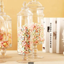 European Transparent Glass Storage with Lid Household Candy Jar Decorative Wedding Banquet Bottle