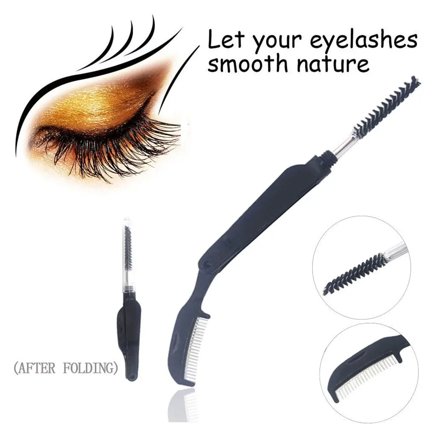 Description Picture 2 of itemExtension Tool Makeup Beauty Women's Fashion Mascara Separator Eyelash Metal Comb Dual-Head Foldable Eyebrow Brush
