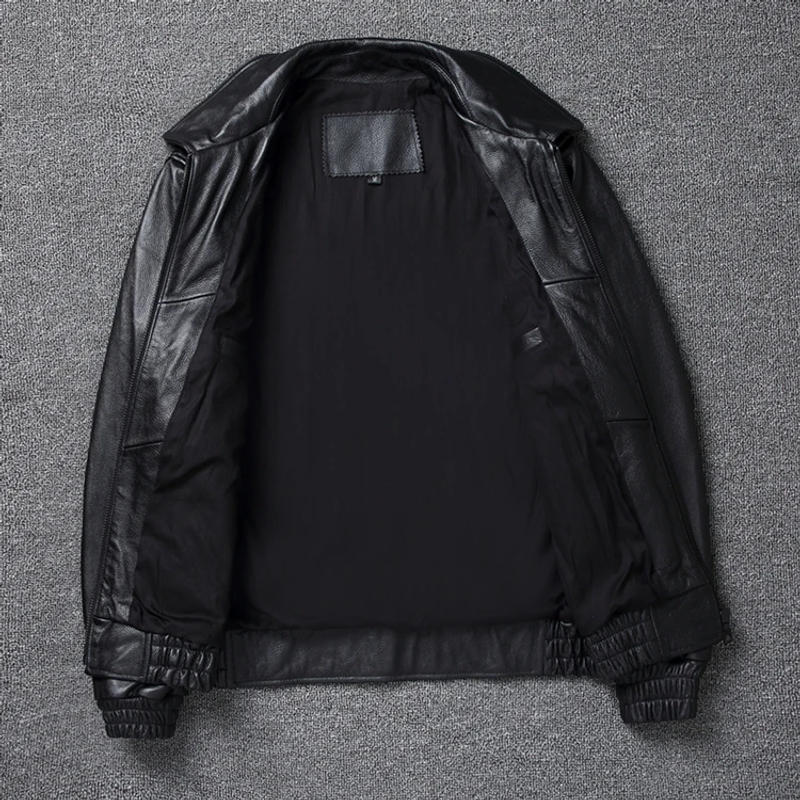 Description Picture 4 of itemBlack Genuine Leather Jacket Men Real Cow Skin Coat Classic Flight A2 Jackets Men Leather Jacket Aviator Coats Autumn