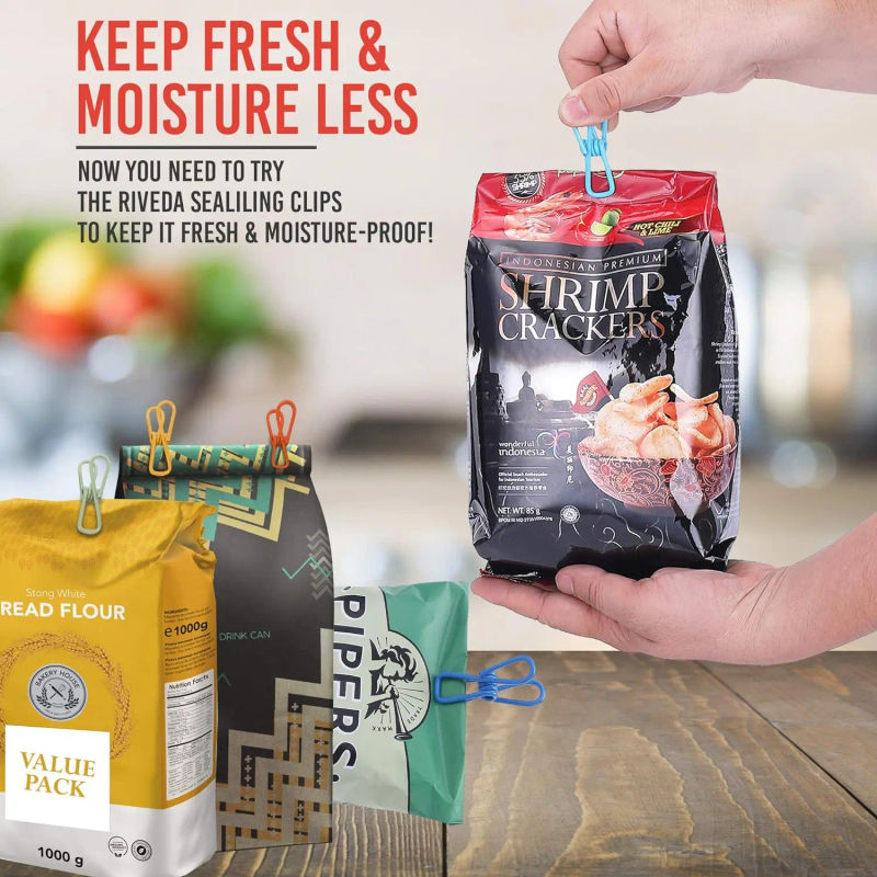 Description Picture 5 of itemAssorted Chip Bag Clips Utility - PVC 2 Inch Coated Colorful Sealer for Sealing Food - Paper Holder, Clothesline Clip for Laundr