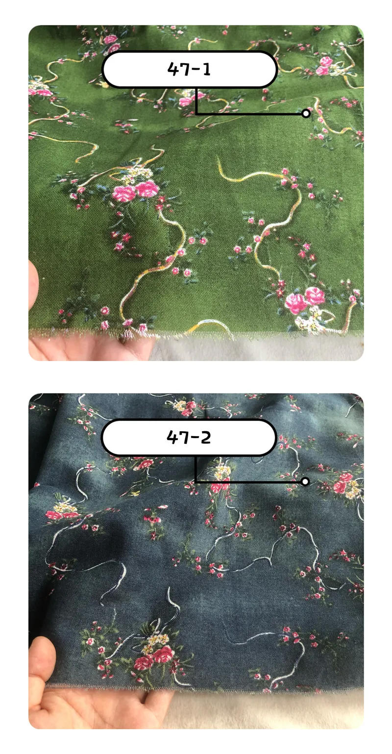 Description Picture 4 of itemBlue Black Cotton Linen Printed Fabric Floral Pattern Per Meter for Dress Clothing Decoration Diy Sewing Cloth Patchwork Fabrics