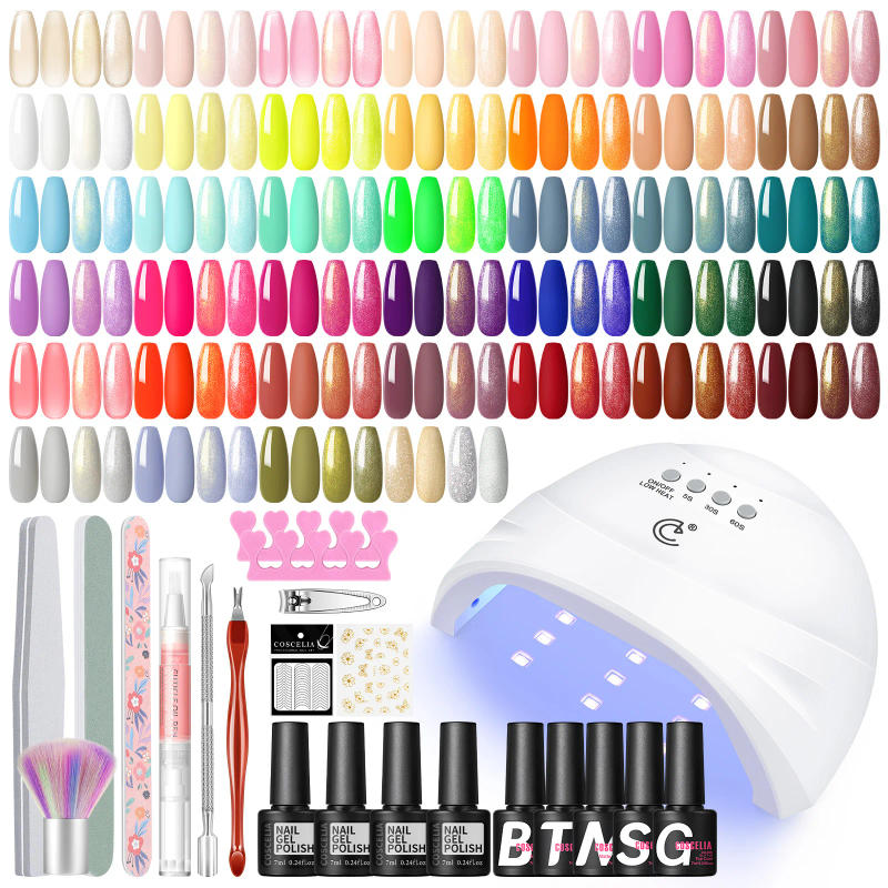 Description Picture 2 of itemCOSCELIA 40PCS Gel Nail Polish 7ML Art Salon Set with Lamp Base Matte Glossy Glitter Top Coat Manicure Tool for Women Nail Gifts