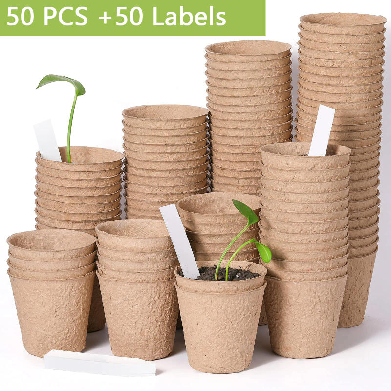 Description Picture 2 of item50pcs 8cm Paper Nursery Pots and Plant Label Set Round Biodegradable Seedlings FlowerPot Garden Cultivation Tray Nursery Cup