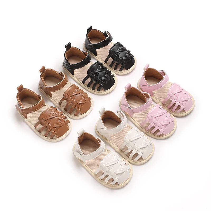 Description Picture 4 of item4Colors Newborn Toddler Shoes Baby Soft Soled Sandals Soft Soled Shoes Beach Shoes Slippers Non Slip Sandals 0-18M First Walkers