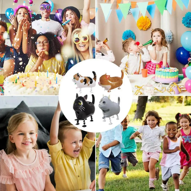 Description Picture 5 of item4Pcs Walking Animal Cat Aluminum Foil Balloon Cat Balloons For Cat Theme Party Baby Shower Wedding Birthday Anniversary Supply