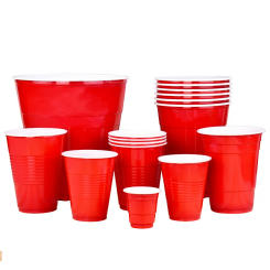 50PCS 18OZ 2OZ 16 OZ Plastic Party Cups in Red  for Drinks, Soda, Punch, Barbecue, Cola or Water Disposable