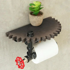 Practical Wall Shelf Office Towel bar Unique design Gear Home Industrial Pipe Bracket Retro Roller Semi-circle