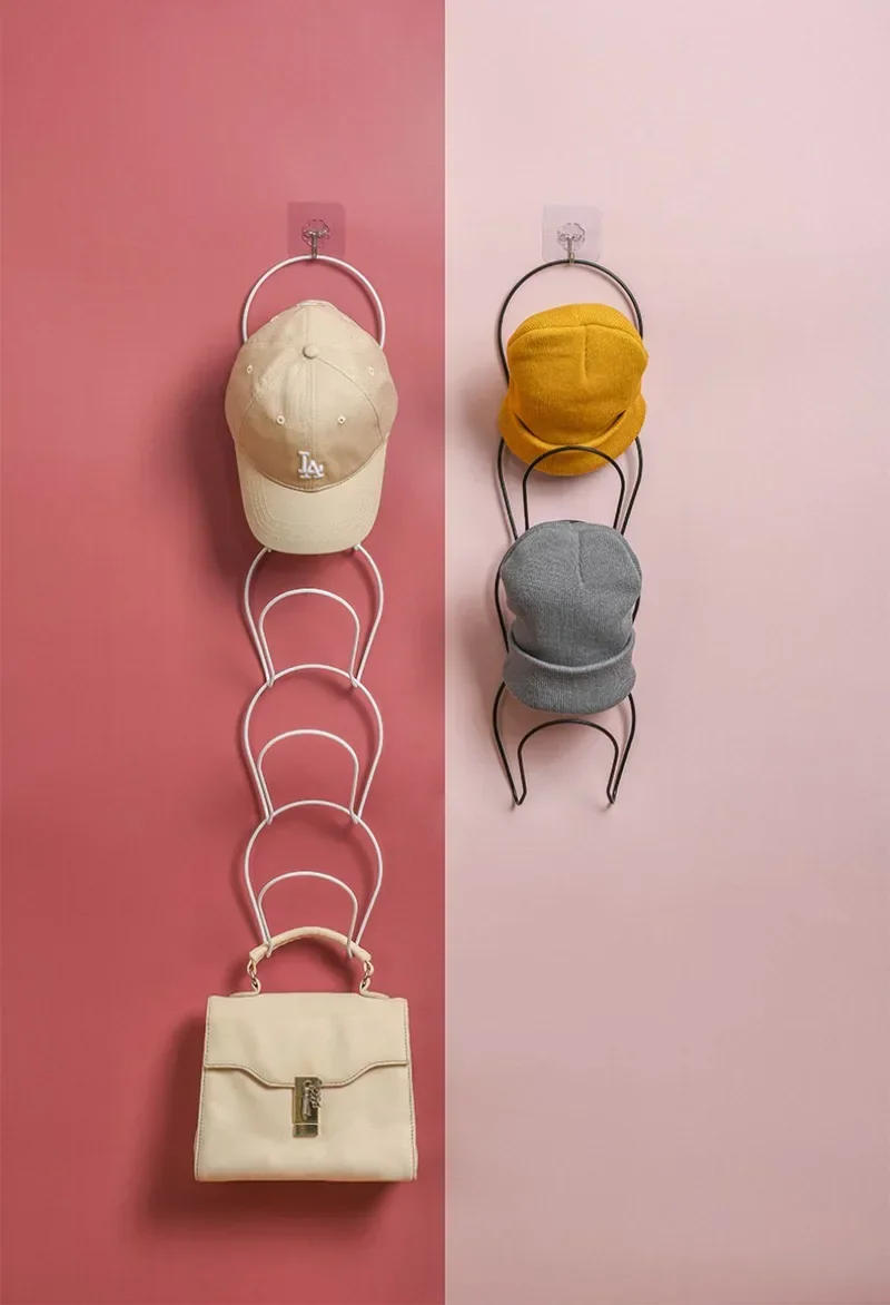 Description Picture 3 of itemMulti-functional Iron Art Hat Hook No-drilling Needed Wall-mounted Storage Organizer For Hats Scarves Bags Clothes