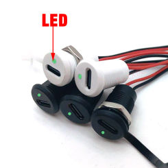 2pcs LED Lamp USB Type C 5A Input type Charging Socket With M12 Nut Waterproof Cap Power Port TYPE-C Female Connector Jack