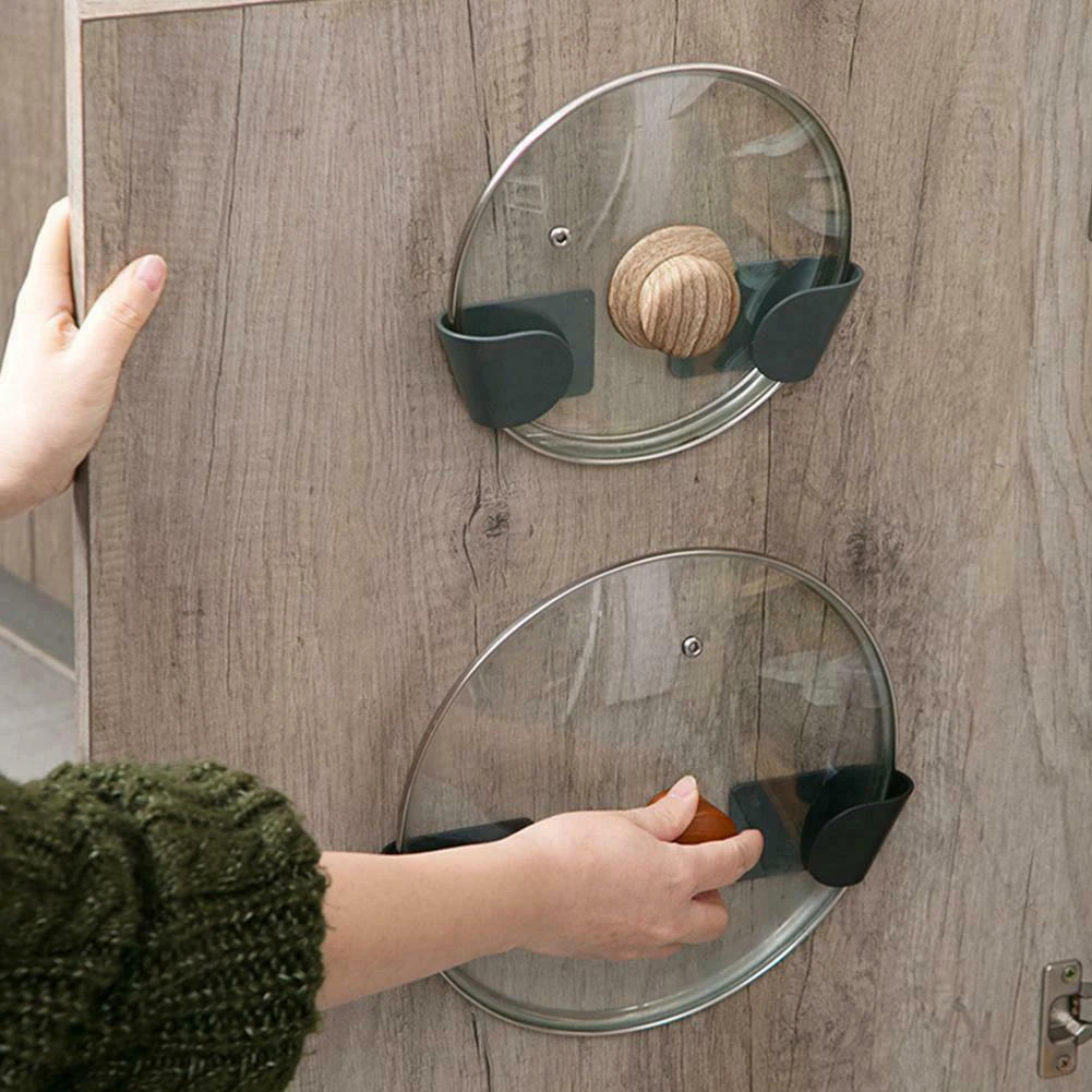 Description Picture 4 of itemPot Lid Holder Wall Mounted Hanging Holders for Pan Pot Cover Racks Cabinet Door Pan Lid Organizer Kitchen Storage Rack