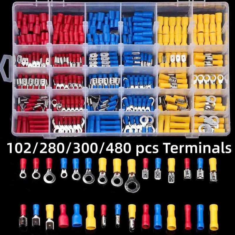Description Picture 2 of item102/280/300/480pcs Comprehensive Electrical Terminal Kit-Durable Insulated Spade, Ring, Fork & Butt Connectors-Efficient Wire Or