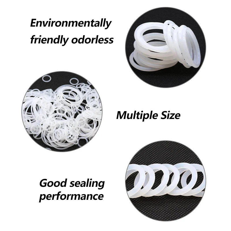 Description Picture 4 of item5/10pcs White Food Grade Silicone Sealing VMQ O Ring CS 5mm OD 15mm ~ 155mm White Waterproof Washer Round O Shape o ring Gasket
