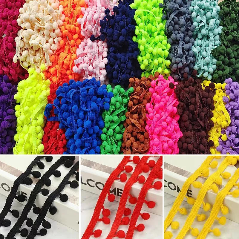 Description Picture 2 of item20Yards Pom Pom Lace Trim Ball Ribbon Pompom Fringe Trim Ribbon Sewing Lace Kintted Fabric Handmade Lace DIY Craft Accessories
