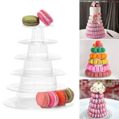 4/6 Layer Macaron Display Stand Cupcake Tower Cake Stand PVC Tray Family Wedding Birthday Cake Decoration Tools Baking Utensils