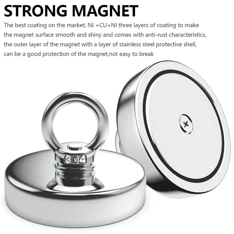 Description Picture 5 of itemSuper Strong Magnets Set Magnet With Countersunk Hole Eyebolt Magnetic Hooks Salvage Fishing Magnet Pot Strong Neodymium Magne