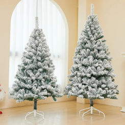 White Christmas Tree with Tree Skirt PVC Simulation Snow Flocked Encrypt Christmas Tree Christmas Party Decorations with Snow