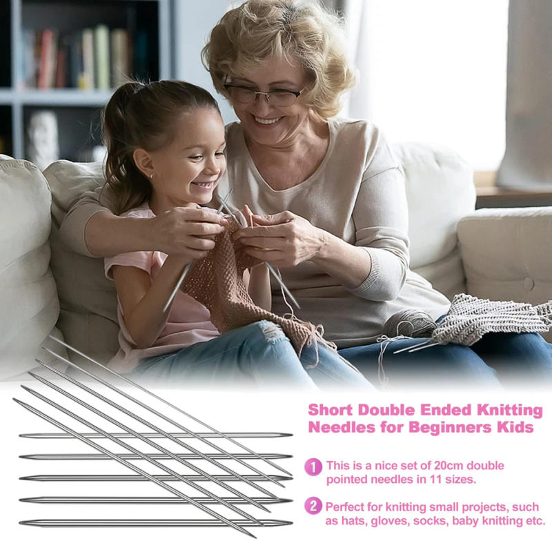 Description Picture 6 of item55Pcs/Set 20cm Double Pointed Stainless Steel Knitting Needles Set Knitting Pins Beginners DIY Weave Sewing Tools 2.0-6.0mm