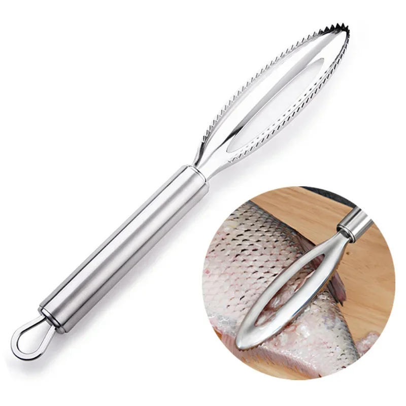 Description Picture 2 of itemNew Stainles Fish Scales Scraping Graters Fast cleaner Remove skin brush Cleaning Scraper Peeler bone scaler Tongs tweezers tool