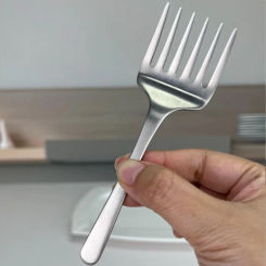 Stainless Steel Korean Single Handle Six-tooth Cake Fruit Fork Dinner Salad Fork Tableware Dessert Fork For Party Kitchen Tool