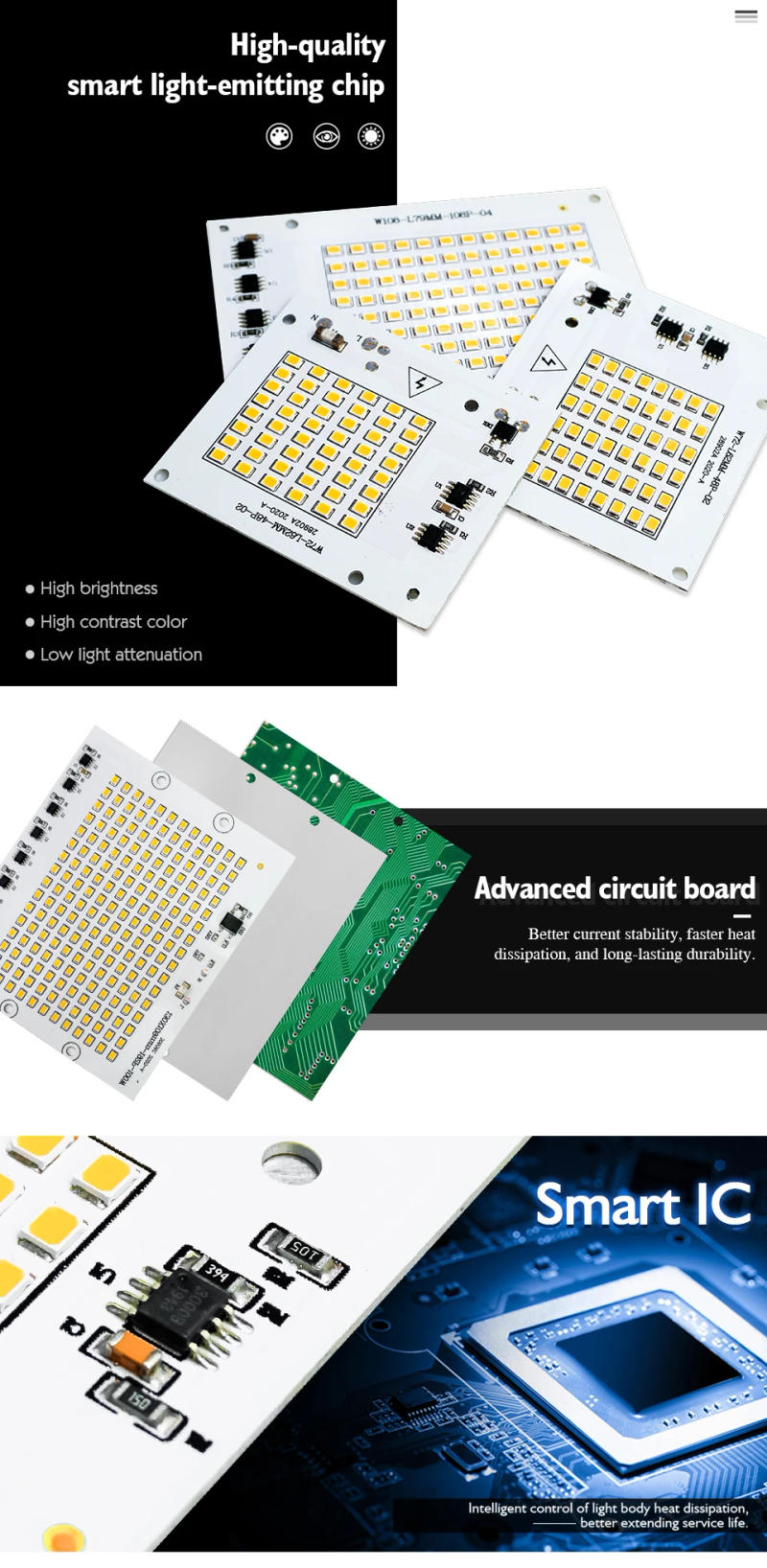 Description Picture 4 of item10Pcs/Lot LED Lamp Beads 220V 10W 20W 30W 50W 100W SMD Bulb 2835 No Need Driver for Outdoor FloodLight Chip Lamp