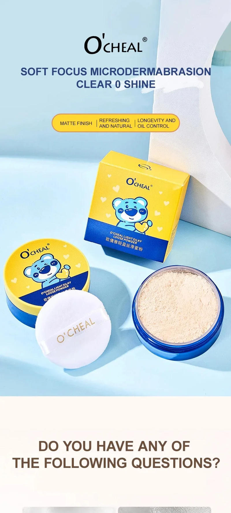 Description Picture 2 of itemO'CHEAL Cartoon Loose Setting Powder for Makeup - Waterproof Oil-Control Long-Lasting Fresh Look Foundation for Girls
