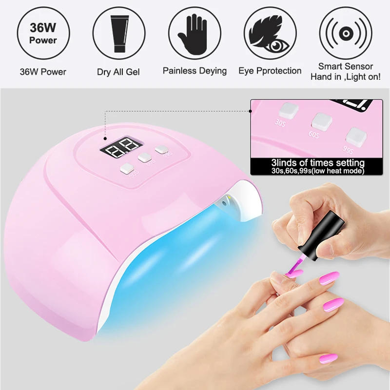 Description Picture 5 of itemGel Nail Polish Kit With UV Nail Lamp Electric Nail Drill Machine Soak OFF Gel Nail Kit Base&Top Coat Gel Polish Nail Tool Set