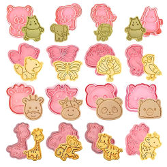 Cookie Cutter Zoo Animal Shape Dough Stamp Plastic 3D Cartoon Pressable Biscuit Mold Confectionery Baking Pastry Tools Bakeware