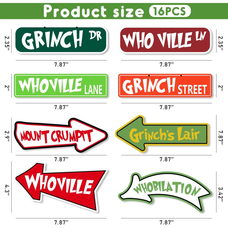 Description Picture 4 of itemChristmas Tree Decorations 16pcs Grinchs Christmas Tree Hanging Ornament Holiday Xmas Grinchs Ornaments Grinchs Christmas Decor