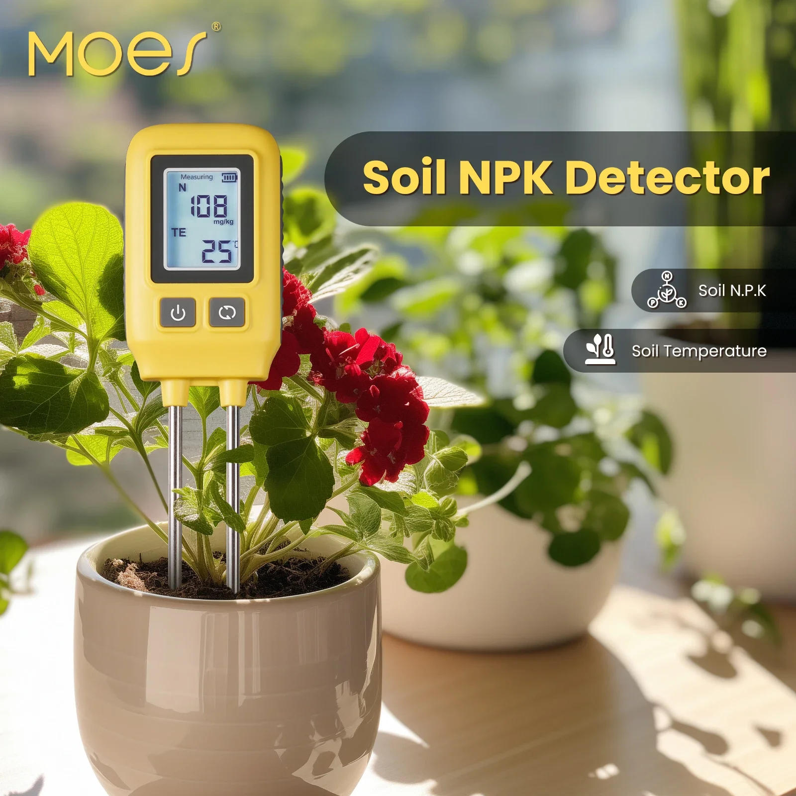 Description Picture 3 of itemMoesHouse Soil NPK Temperature Sensor Nitrogen Phosphorus Potassium Detector Nutrient Fertility Meter Tester Garden Greenhouse