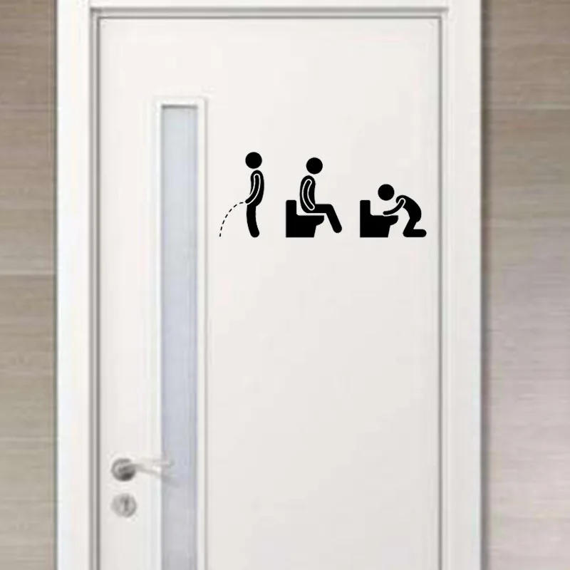 Description Picture 5 of itemFunny Toilet Sign Stickers Cute WC Stickers Bathroom Door Decor Washroom Wall Decals Art Waterproof Creative Wall Vinyl Posters