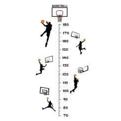 DIY Height Measure Wall Sticker Cartoon Cool Boy Basketball Player  Wall Decal For Kids Rooms Growth Chart Wall Decor 60*125cm