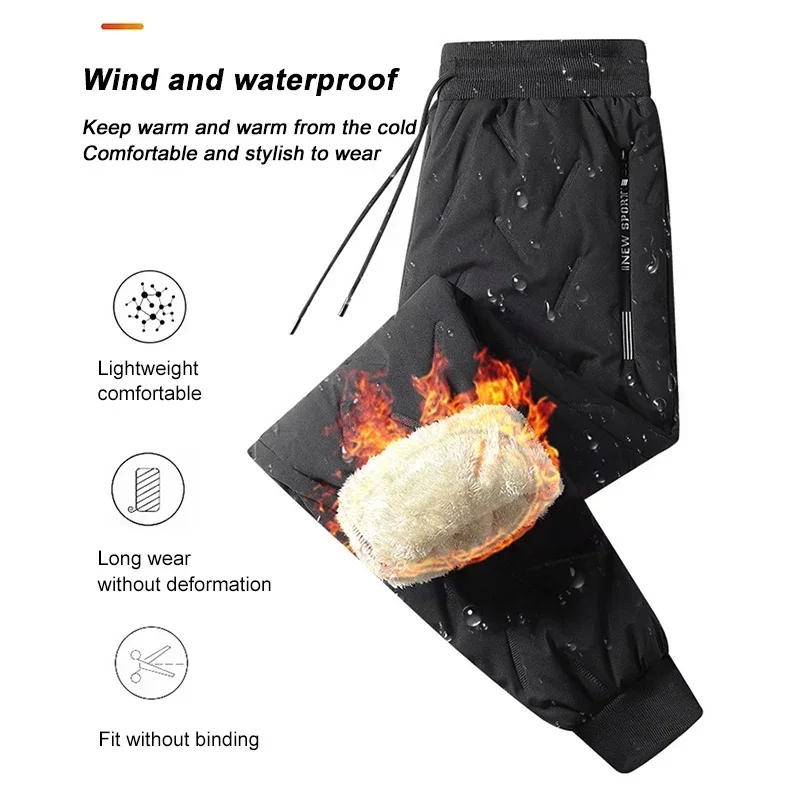 Description Picture 6 of itemThicken Sweatpants Men Winter Warm Lambswool Outdoors Casual Windproof Jogging Pants Brand High Quality Trousers Streetwear Men