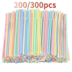 100Pcs Colorful Disposable Plastic Curved Drinking Straws Reusable Straw 21cm Wedding Party Bar Drink Accessories Birthday