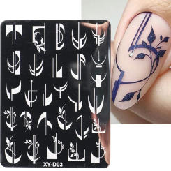 Nail Art Stamping Plate Geometry Wave Line Drawing Templates Flower Love Lace Stamp Nail Charm Mold Stencil Tools