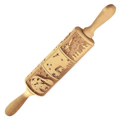 Kitchen Nativity Engraved Rolling Pin Embossed Dough Roller Xmas Cookie Cutter Pastry Christmas Gifts Carved Mold Cookies Natal