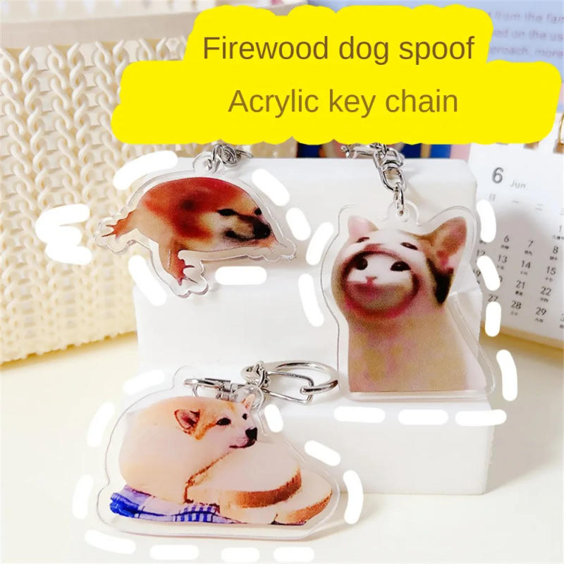 Description Picture 4 of itemCreative Happy Banana Cat Acrylic Keychain Funny Small Animal Cute Cat Keyring Bag  Pendant Accessories Lanyard Key Chains Gift