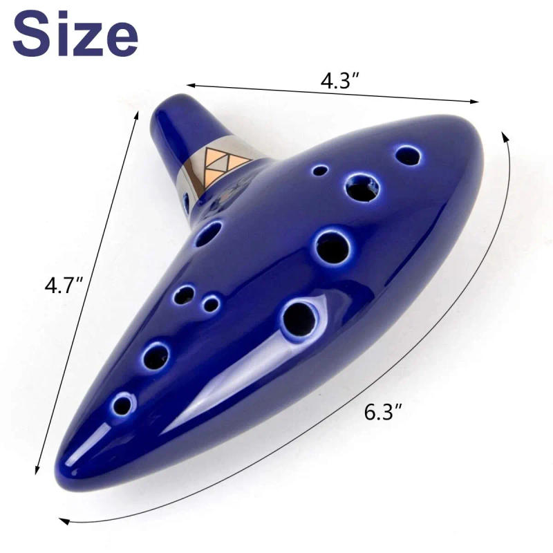 Description Picture 3 of itemOcarina,12 Tones Alto C Ceramic Ocarina Musical Instrument with Song Book Neck String Neck Cord Carry Bag, Blue