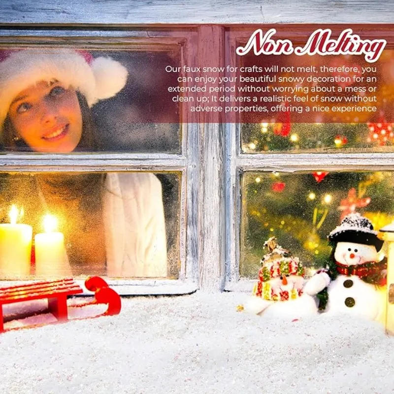 Description Picture 6 of item50/200g Christmas Snowflakes Ornaments Artificial Fluffy Fake Snow Powder DIY Home New Year Party Winter White Scene Prop Supply