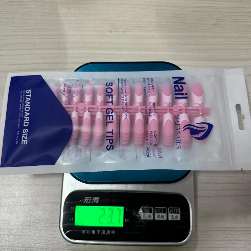 Description Picture 4 of item120pcs/bag Medium Square White French Tips Matte Brown Press on Nails 3 in 1 Pre-lasting Nude Artificial False Nails Tip 10 Size