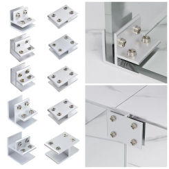No Drilling Self-closing Wardrobe Cupboard Glass Door Hinge Cabinet Door Hinge Furniture Accessories Frameless Clamp