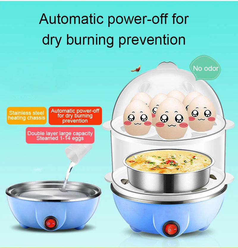 Description Picture 3 of itemMultifunction Electric Eggs Boiler Cooker Poacher 1/2 Layers Meals Food Steamer Heater Omelette Breakfast Cooking Machine EU US