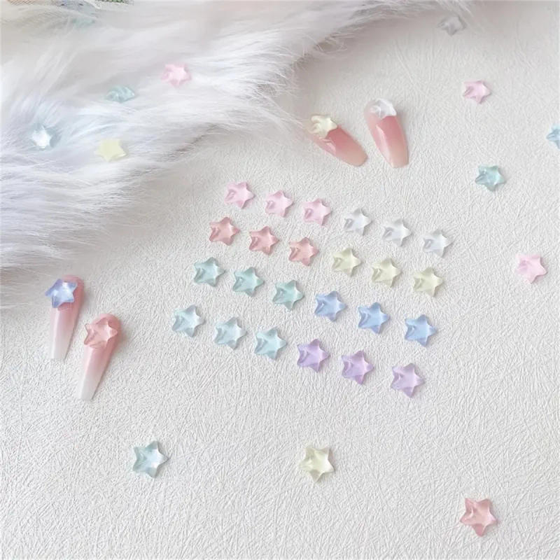 Description Picture 6 of item10pcs 3D Colorful Resin Crystal Star Nail Art Charms Kawaii Pentagram Nail Rhinestones Decorations DIY Nail Accessories Supplies