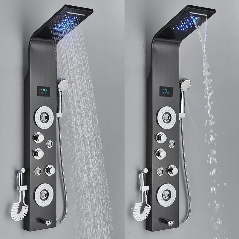 Description Picture 6 of itemShinesia LED Shower Panel Rainfall Bathroom Column Mixer Wall Mounted Shower System Set With SPA Massage Jet Bidet Sprayer