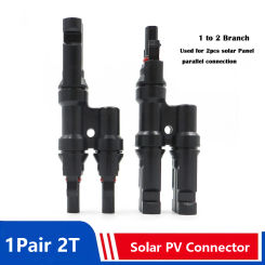 1Pair 2 to 1 Solar PV Panel Connector T Type parallel connection Plug waterprrof connector Branch Parallel for Solar system use