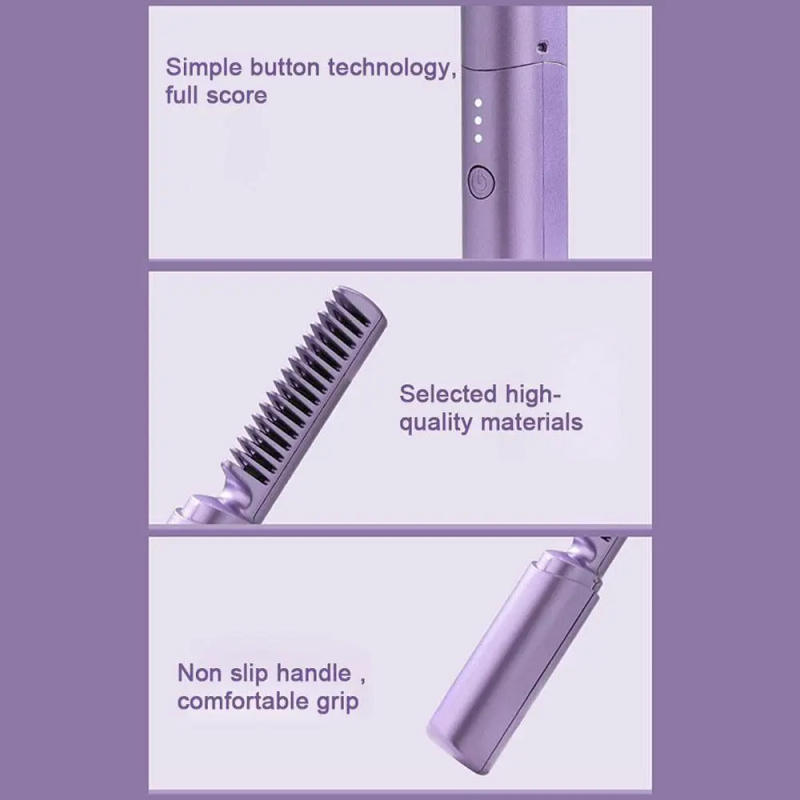 Description Picture 4 of itemUSB Lazy Wireless Hair Hot Comb Rechargeable 2 In 1 Hair Straightener Styling Wet And Dry Fast Heating Comb Home Appliances