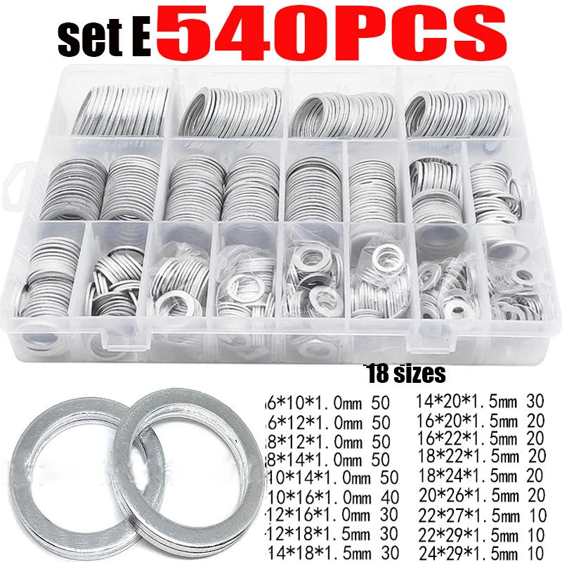 Description Picture 6 of item200-540pcs Aluminum Washer O-ring Solid Gasket Flat Washer Oil Sump Plug Flat Ring Sealling Spacers M6/8/10/12/14/16/18/20/22/24